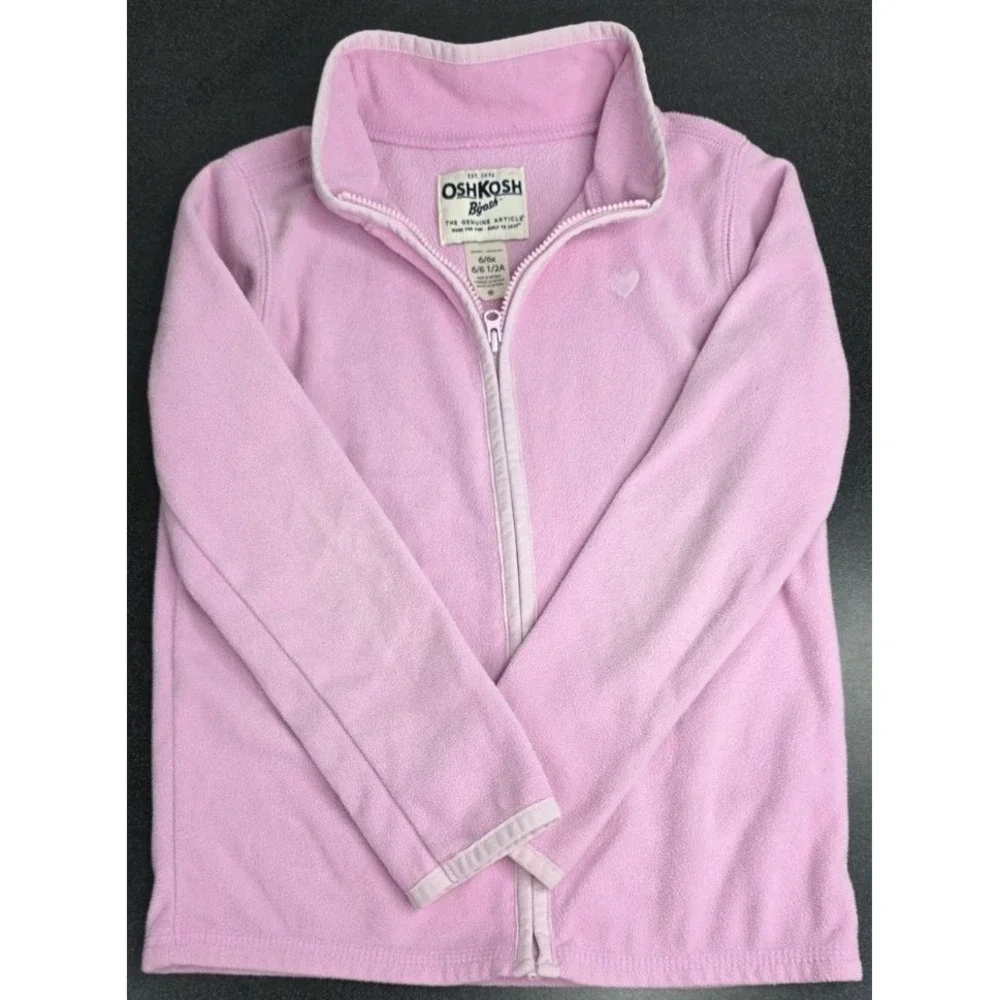 2pc OshKosh B'gosh Girls Purple Pink Fleece Zip Hoodie Jacket Pockets 6/6x‎